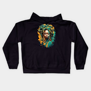 Black Woman African Tribal retro vintage regal design Kids Hoodie